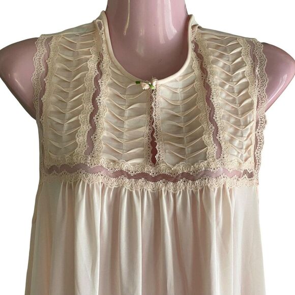 Vintage Vanity Fair Nightgown Robe Set Womens Small Lace Moniece Long USA 70s - Picture 3 of 12